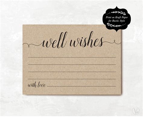 Well Wishes Card Template Printable Well Wishes Card DIY | Etsy