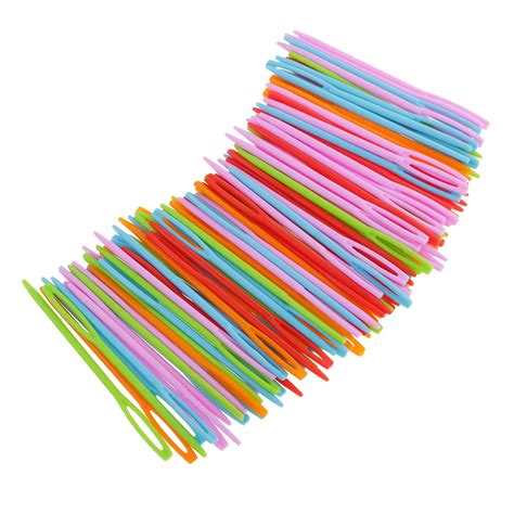 New 100pcs Colorful Plastic Sewing Weaving Needles for Kid DIY Craft ...