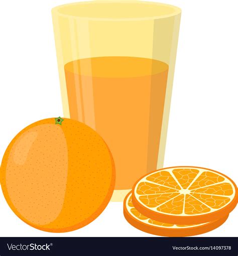 Orange juice and slices cartoon style Royalty Free Vector