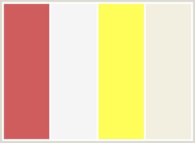 ColorCombo64 with Hex Colors #CD5C5C #F5F5F5 #FFFE59 #F3EFE0