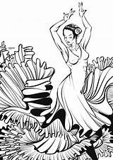 Flamenco Dancer Coloring Page Handipoints Sketch sketch template
