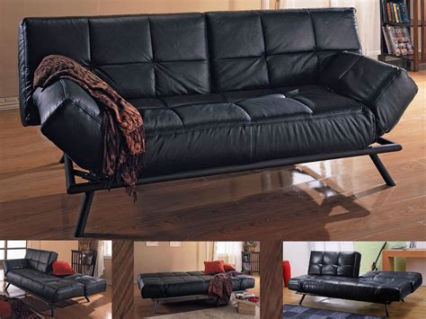 Faux leather sofa bed in black or brown - Homegenies