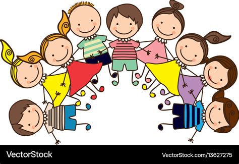 Colorful happy group cartoon children Royalty Free Vector