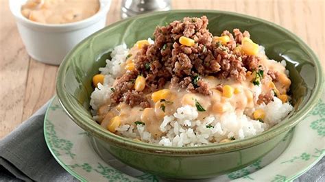 Cheesy Beef Rice Topping Recipe