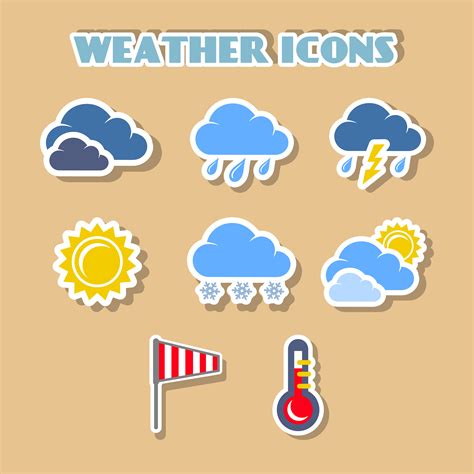 Weather icons set, color stickers 429445 Vector Art at Vecteezy