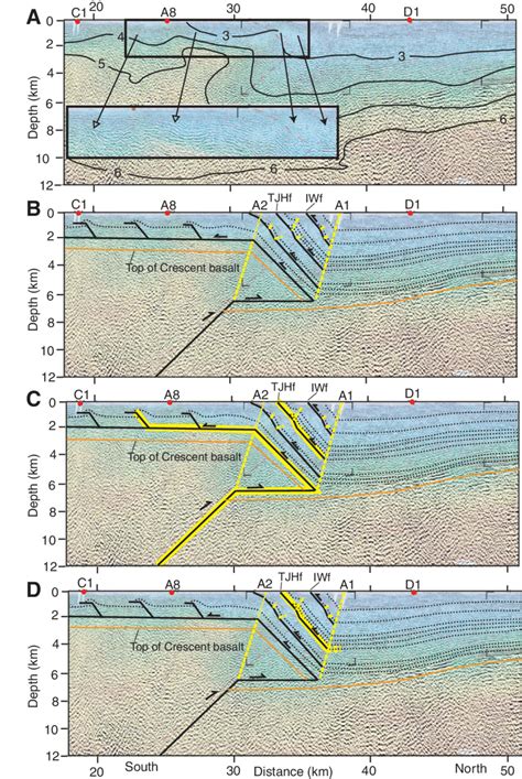 Schematic interpretation of proposed Seattle fault zone structural ...