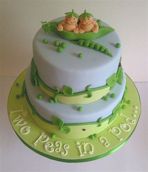 Twin Baby Shower Cake - Decorated Cake by CakeyCake - CakesDecor