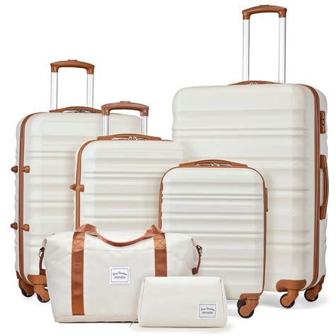 LONG VACATION Luggage Set 4 Piece Luggage Set ABS hardshell TSA Lock ...