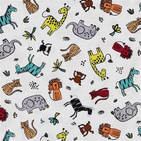 Michael Miller elephants lions monkeys cotton fabric Fabric by Michael Miller - modeS4u