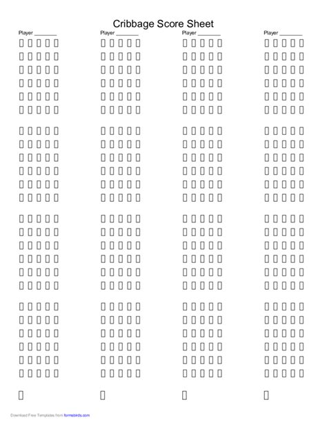 Cribbage Score Sheet Template Free Download