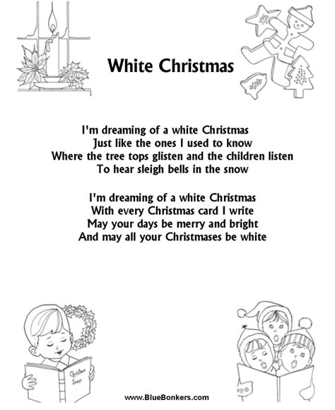 BlueBonkers: White Christmas, Free Printable Christmas Carol Lyrics ...