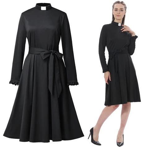 GRACEART Catholic Church Ministers Clergy Dress for Women Long Sleeve Loose Elegant Midi Dress ...