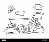Coloring Book For Children With Garden tools Cart Rubber hoe And  sketch template