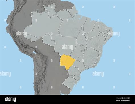 State of Mato Grosso do Sul, Brazil, Relief Map Stock Photo - Alamy