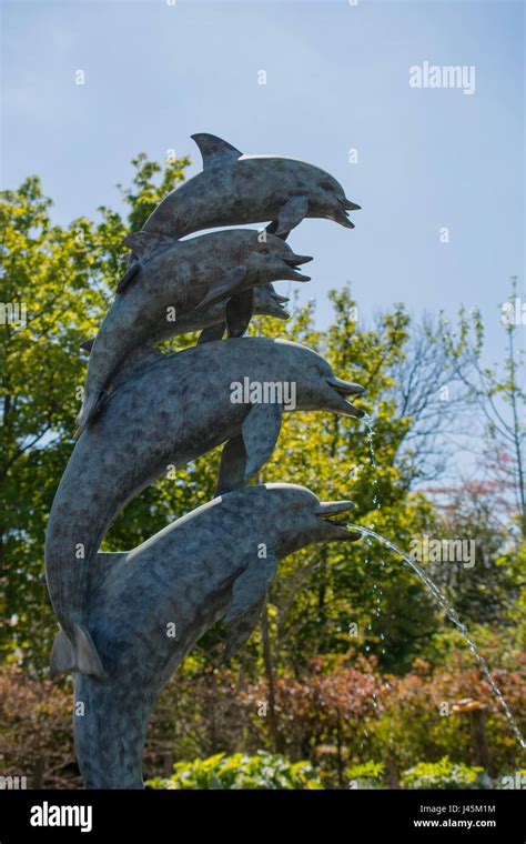 Dolphin Water Fountain Stock Photo - Alamy