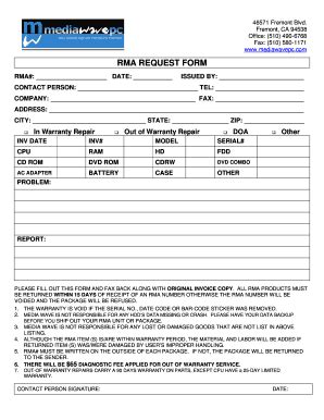 RMA REQUEST FORM - Mediawavepccom - Fill and Sign Printable Template Online