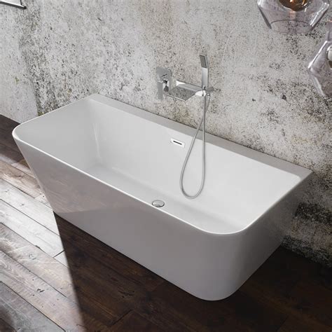 Aqua Mono 1700 x 800mm Luxury Freestanding Back-To-Wall Bath White - SI806343