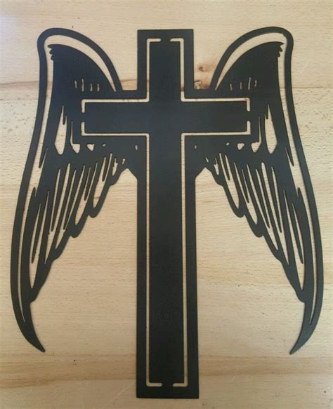 Cross with Angel Wings metal wall art plasma cut decor gift idea jesus - Gas Pro Shop & Fabrication