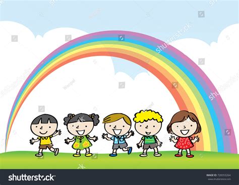 Cartoon Kids Sky Rainbow Stock Vector (Royalty Free) 728353264 | Shutterstock