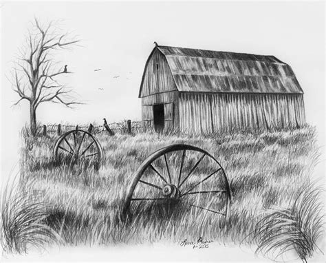 Barn With Crows Drawing by Lena Auxier - Fine Art America