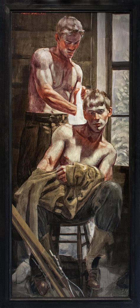 Mark Beard - Dressing in the Lodge (Figurative Painting of Men, Mark Beard, Bruce Sargeant) For ...