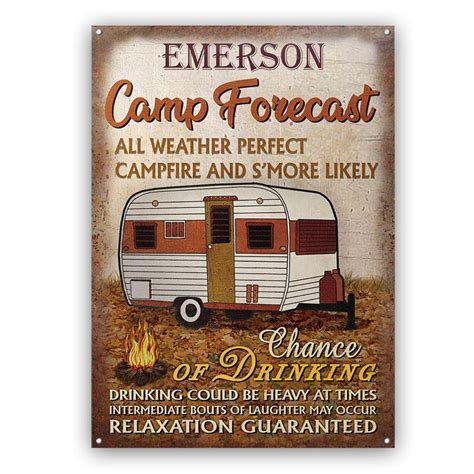 Personalized Camping Autumn Custom Classic Metal Signs - Camp Forecast ...