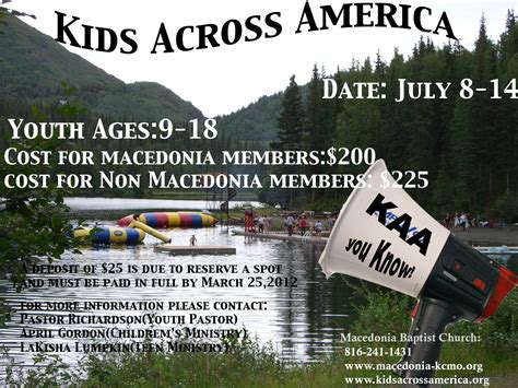 MACEDONIA BAPTIST CHURCH-KCMO: KAA - Kids Across America 2012