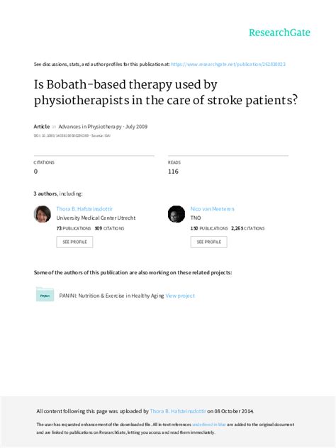 (PDF) Is Bobath-based therapy used by physiotherapists in the care of ...