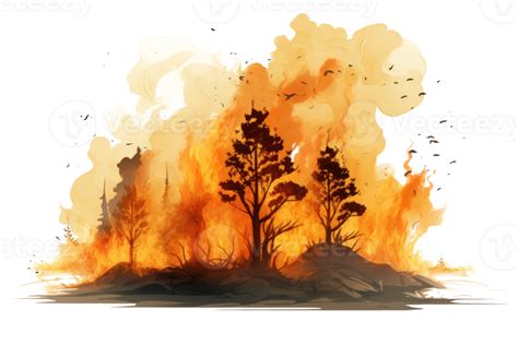 AI generated Forest Fire Catastrophe on Transparent Background 36460419 PNG