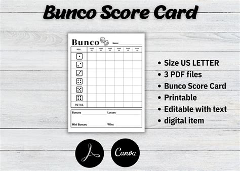 Bunco Score Card, Bunco Score Pad, Dice Game Card, Bunco Game, Bunco ...