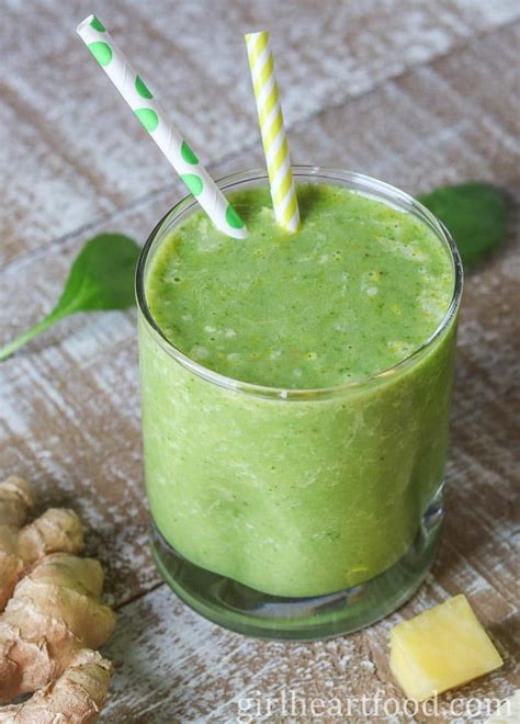 Ginger Smoothie (with spinach, turmeric and lemon) | Girl Heart Food®