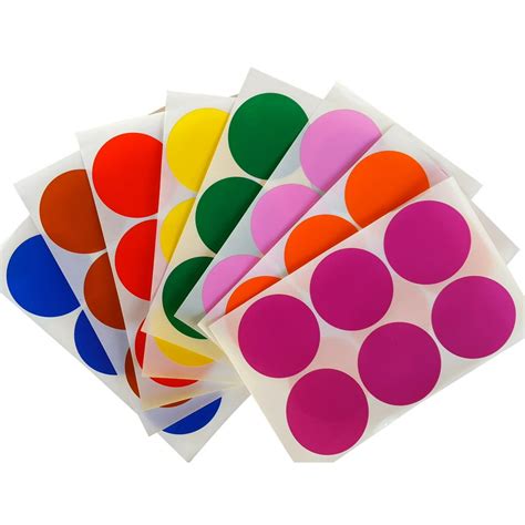 Round 2" inch Sticker 50mm dot labels - Colored Circle Stickers - Permanent Adhesive - in ...