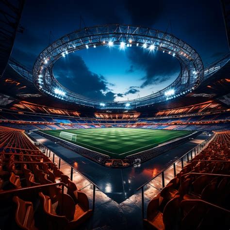 Premium AI Image | soccer stadium bright stadium arena realistic lights