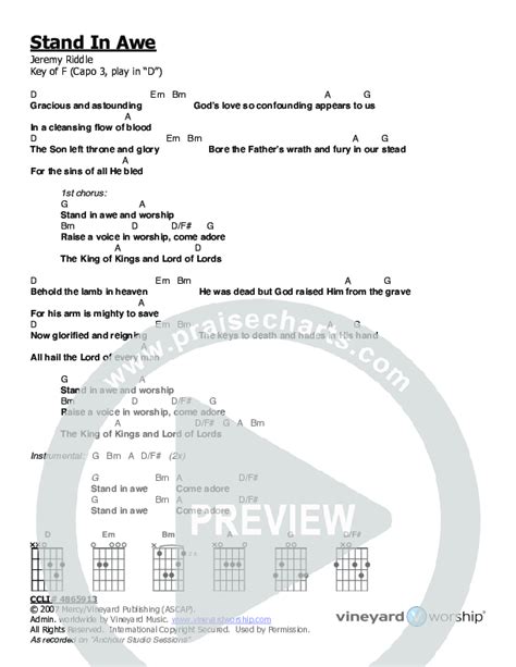 Stand In Awe Chords PDF (Vineyard Worship) - PraiseCharts