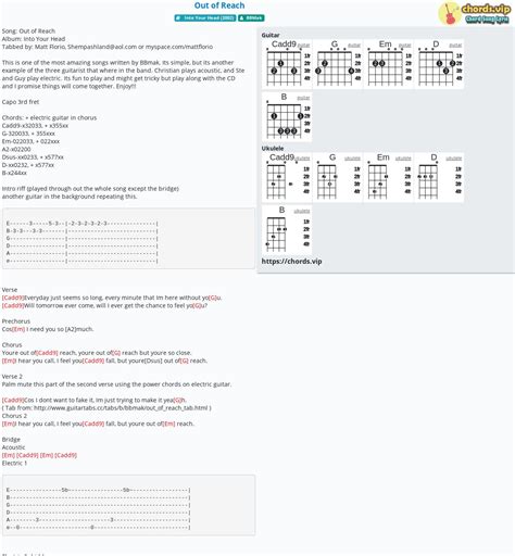 Chord: Out of Reach - tab, song lyric, sheet, guitar, ukulele | chords.vip