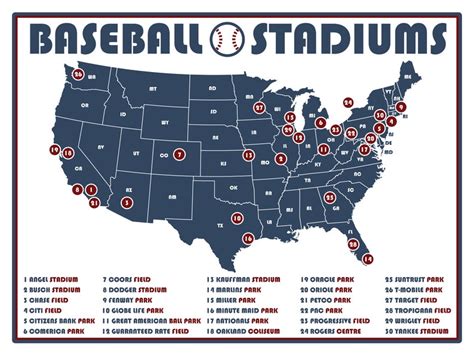 Printable Map Of Mlb Stadiums