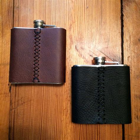 Leather Wrapped Flask, Flask Holder, Groomsmen Gift, Flask Wrap - Etsy