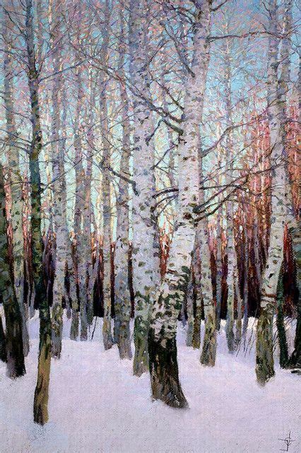 SILVER BIRCHES IN WINTER | Tree painting, Winter art, Tree art