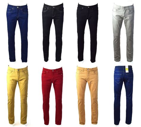 120 Bulk Mens Skinny Jeans Solid Assorted Colors - at - bluestarempire.com