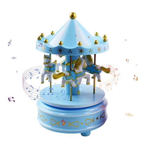 Carousel Music Box 4-Horse Rotating Baby Musical Toy Christmas Gifts ...