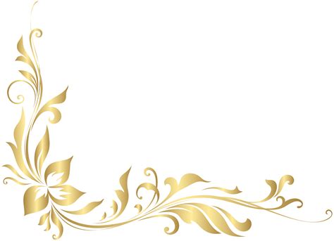 Golden Floral Decoration Transparent PNG Clip Art | Gallery Yopriceville - High-Quality Images ...