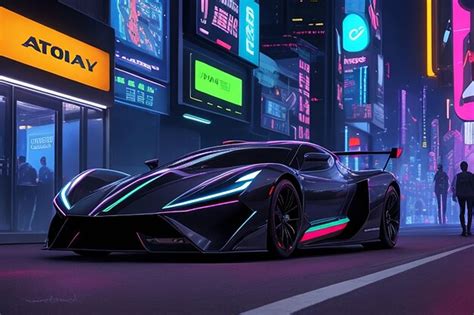 Premium AI Image | Supersport car at cyberpunk city with neon lights