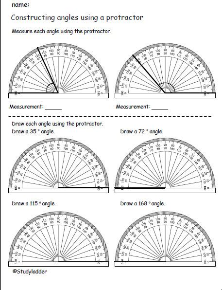 Drawing Angles With A Protractor Worksheet