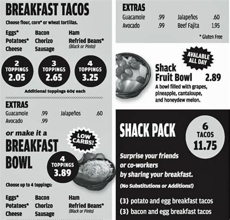 Taco Shack Menu, Menu for Taco Shack, University of Texas, Austin ...