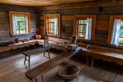 Russian Wooden House Interior Stock Photo - Image of rusty, farm: 76259532