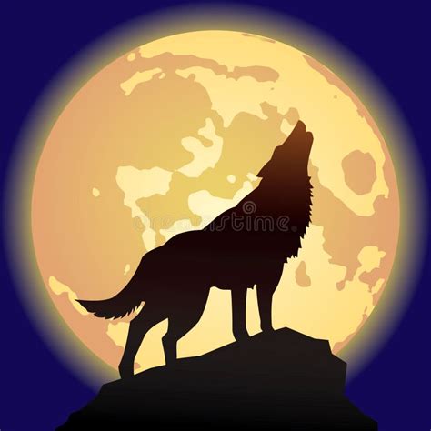 Wolf-moon-silhouette stock vector. Illustration of canine - 7570205