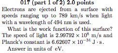 Solved Part 2 What is the threshold frequency for this | Chegg.com