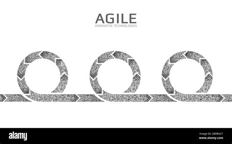 Agile development project lifecycle. Test system strategy concept. Circle arrow symbol low poly ...