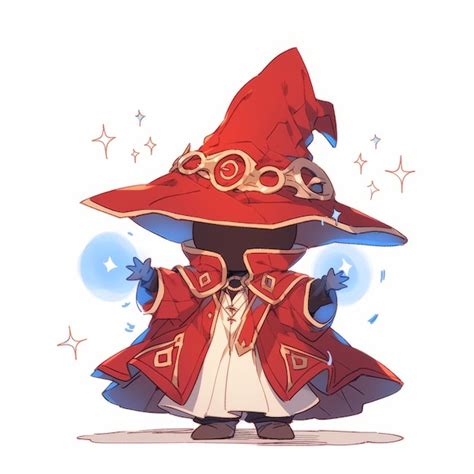 Premium AI Image | A cute chibi black mage character with magical powers in anime style on a ...