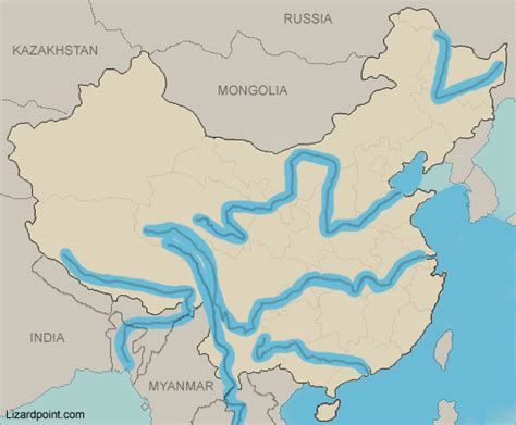 Map Of China With Rivers - Maping Resources